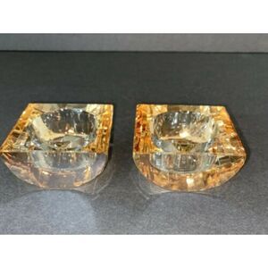 Simon Designs Iridescent Golden Crystal Candle Votives Set Of 2